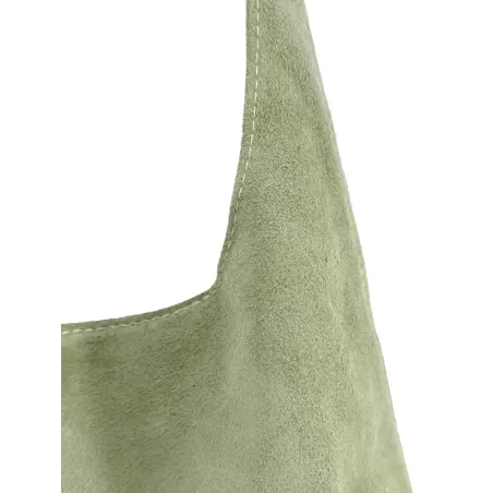 sac à main hobo en cuir suédé vert amande pour femme