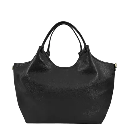 sac à main cabas femme en cuir grainé italien noir fabriqué en italie