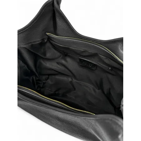 sac à main pour femme avec bandoulière en cuir grainé noir