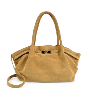 sac à main cabas en cuir nubuck italien taupe moyen