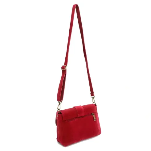 sac a main pochette trotteur rouge magenta fabriqué en italie en cuir nubuck