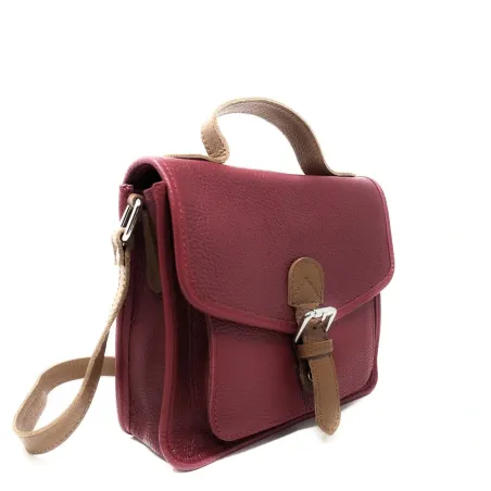 Sac très tendance femme en cuir porté épaule avec bandoulière réglable rouge magenta sac cartable