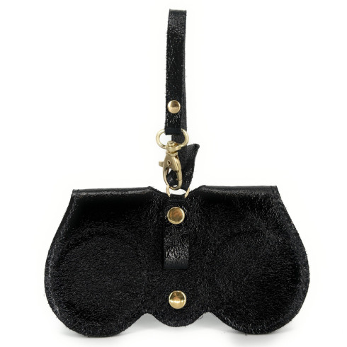 accessoires pour sac à main en cuir noir métallisé pur de vachette fabriqué en italie