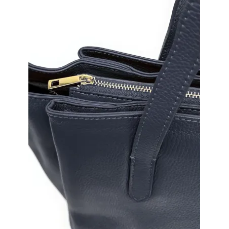 sac a main cabas femme tendance bleu foncé en cuir grainé