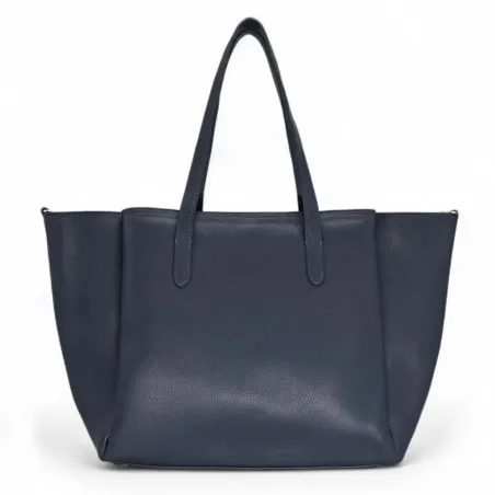 maxi sac en cuir grainé italien bleu foncé femme pur vachette