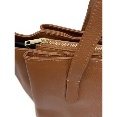 sac à main marron camel foncé en cuir grainé pour femme tendance
