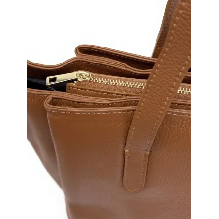 sac à main marron camel foncé en cuir grainé pour femme tendance