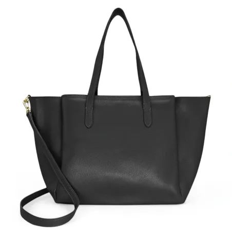 sac a main cabas femme tendance noir en cuir grainé italien