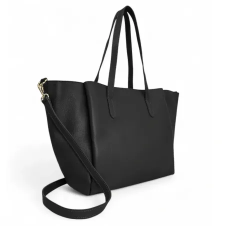 grand sac cabas noir en cuir grainé pur vachette tendance