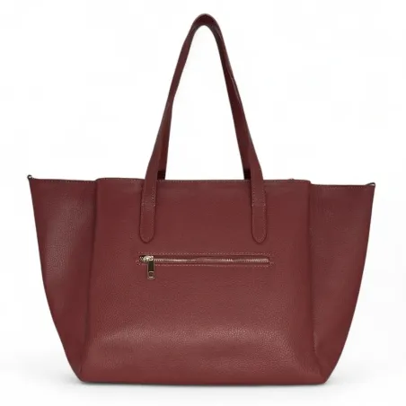 grand sac à main en cuir grainé rouge bordeaux femme fabriqué en italie