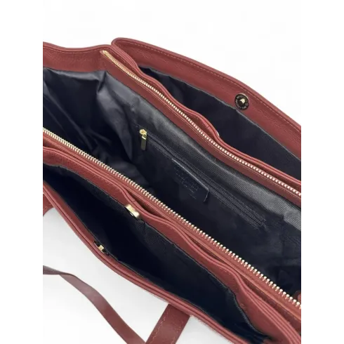 grand sac rouge bordeaux femme mode en cuir grainé pur vachette italien