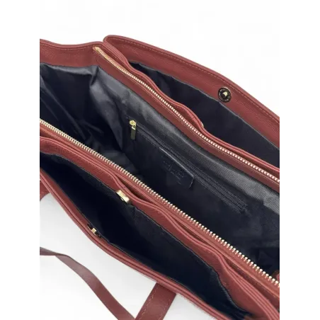 grand sac rouge bordeaux femme mode en cuir grainé pur vachette italien