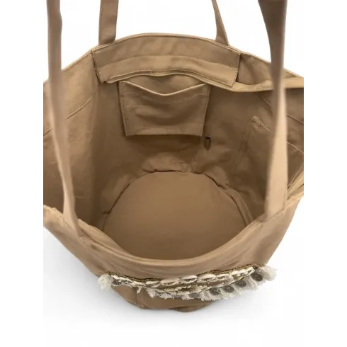 grand sac femme vegan taupe en coton type cabas
