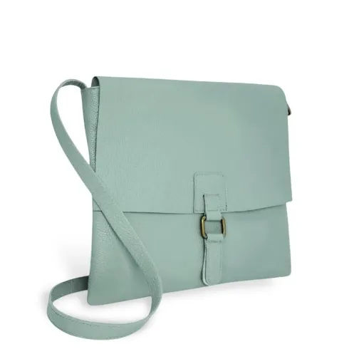 sac en cuir femme vert pastel grainé italien pur vachette avec bandoulière réglable