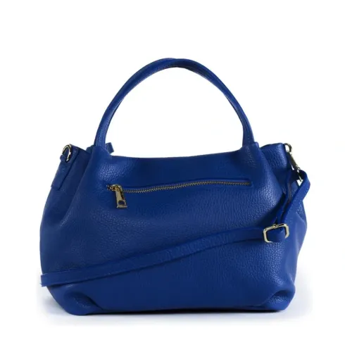 Sac à main très tendance femme en cuir porté de travers avec bandoulière amovible bleu roi