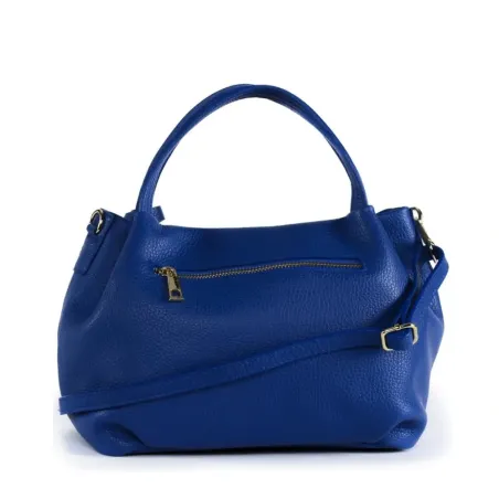 Sac à main très tendance femme en cuir porté de travers avec bandoulière amovible bleu roi