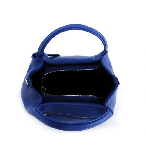 Sac mode femme en cuir grainé italien porté bandoulière bleu roi sac très tendance