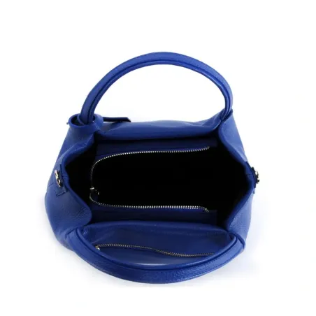 Sac mode femme en cuir grainé italien porté bandoulière bleu roi sac très tendance