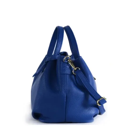 Sac femme en cuir italien grainé porté main et bandoulière bleu roi sac tendance