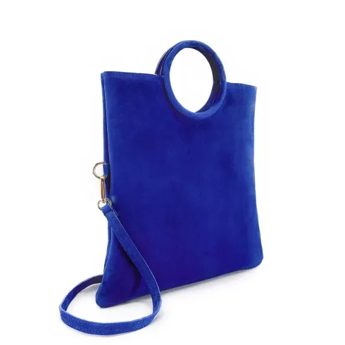 Sac très tendance femme en cuir porté épaule avec bandoulière amovible bleu roi