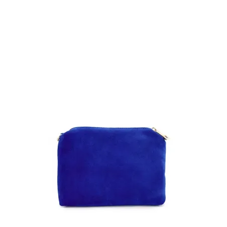 Sac femme tendance en cuir nubuck porté main et épaule bleu roi