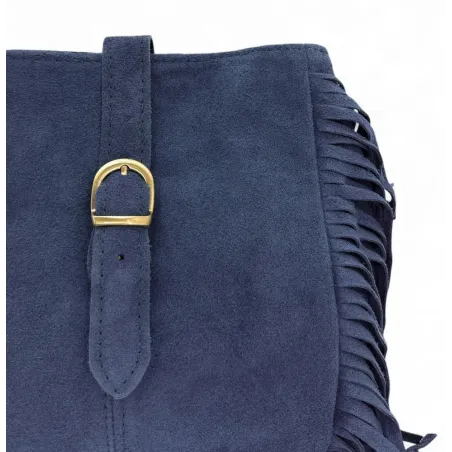 sac bandoulière tendance femme bleu profond en daim