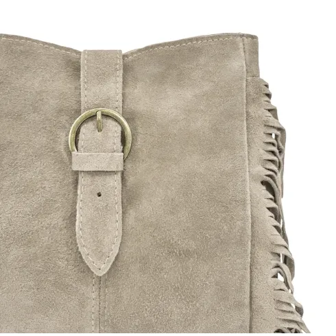 Sac femme en cuir porté de travers avec bandoulière réglable taupe clair mini sac tendance