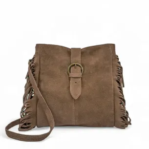 Sac à bandoulière femme mode en cuir porté épaule avec bandoulière réglable taupe foncé sac tendance