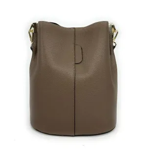 sac seau haut de gamme en cuir grainé pour femme taupe foncé