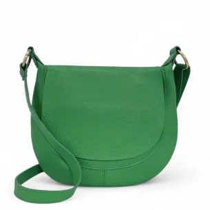 Sac tendance femme en cuir grainé italien porté bandoulière vert