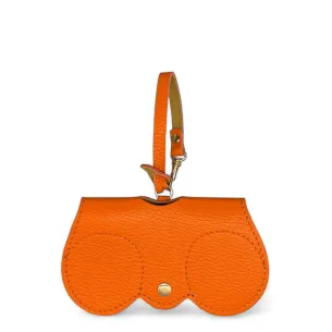 etui à lunettes italien femme orange en cuir grainé pur vachette