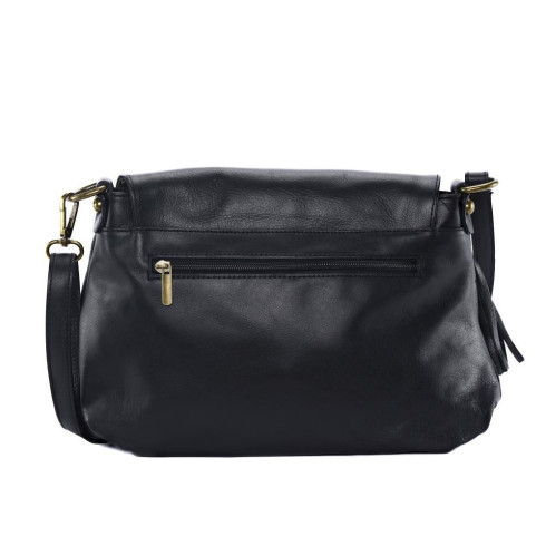Sac femme très tendance en cuir porté épaule avec bandoulière réglable noir