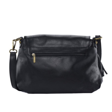 Sac femme très tendance en cuir porté épaule avec bandoulière réglable noir