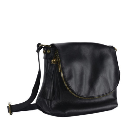 Sac mode femme en cuir porté épaule noir sac bandoulière très tendance