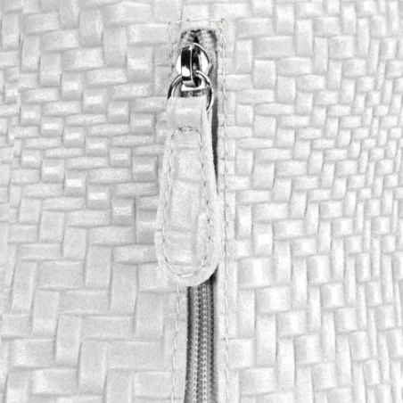 Sac à main tendance femme en cuir à motif porté épaule avec deux anses blanc