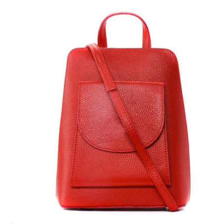 Sac femme tendance en cuir grainé italien porté dos taupe clair sac à dos