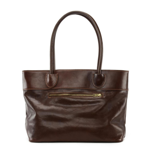 Sac cabas femme tendance en cuir porté épaule marron moyen sac shopping