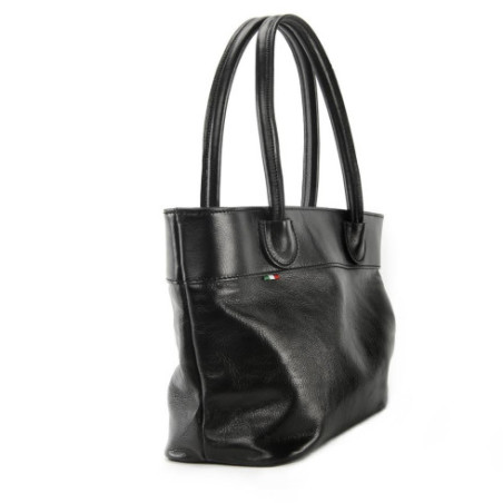 Sac shopping femme très tendance en cuir porté épaule noir
