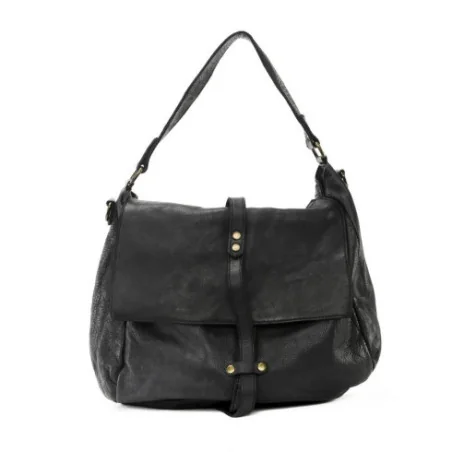 Sac à main femme forme sac messager en cuir souple noir