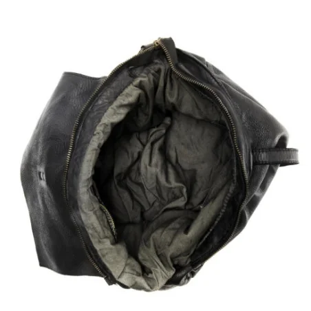Sac messager avec bandoulière en cuir vintage couleur noir