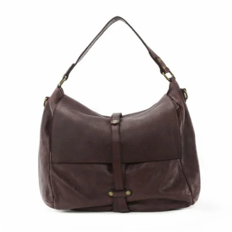 Sac à main vintage couleur bordeaux en cuir souple délavé fabriqué en Italie