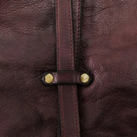 Sac à main femme en cuir souple délavé rouge bordeaux