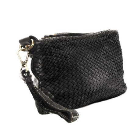 Sac à main femme en cuir vintage souple pur vachette noir avec bandoulière amovible
