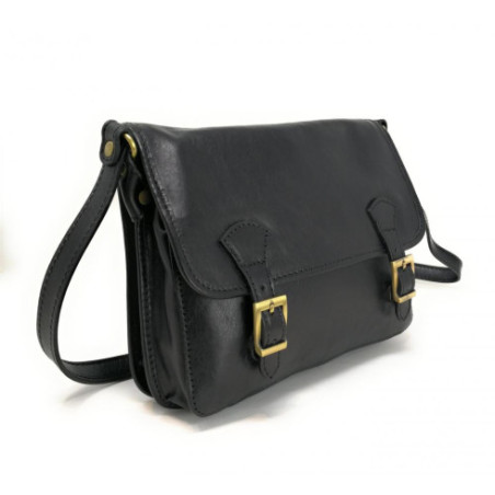 Sac tendance femme en cuir italien pur cuir de vachette porté épaule noir