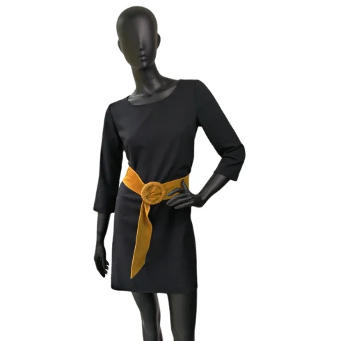 Ceinture mode femme en cuir nubuck italien porté taille jaune moutarde