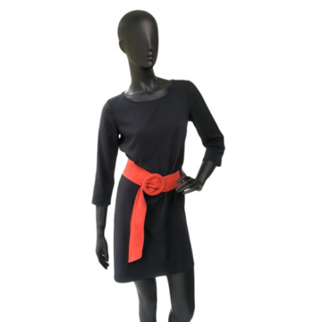 Ceinture femme très tendance en cuir italien nubuck porté taille corail