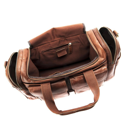Sac mixte tendance en cuir italien pur cuir de vachette porté main et bandoulière camel foncé sac de voyage mode