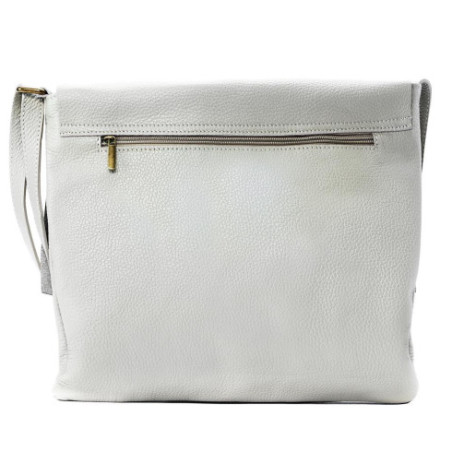 Sac très tendance femme en cuir italien grainé porté bandoulière blanc