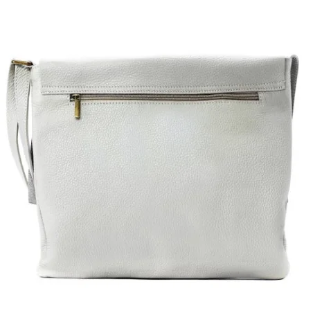 Sac très tendance femme en cuir italien grainé porté bandoulière blanc