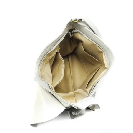 Besace femme tendance en cuir italien pur cuir de vachette porté bandoulière blanc